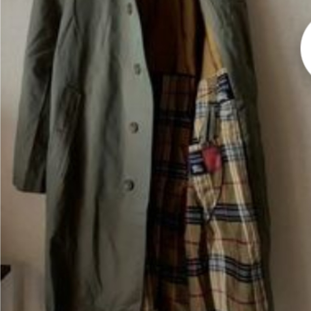 Burberry Commander 2 iridescent Olive Trench Coat Unisex with plaid accent